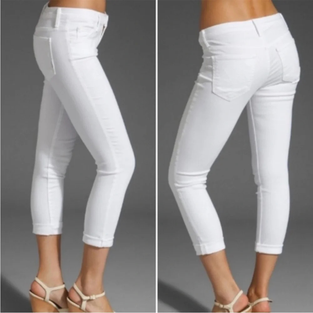 MOTHER The Teaser White Stretch Skinny Ankle Jeans in Sleeping Beauty Wash